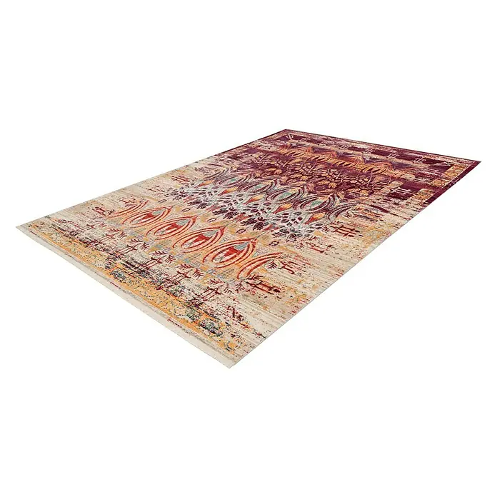 Kayoom Kurzflorteppich Baroque - Rot/Beige, 230 x 160 cm, 100 % Polyester - Teppich mit abstraktem Muster in Beige-, Rot- und Lilatönen für ein stilvolles Wohnambiente.