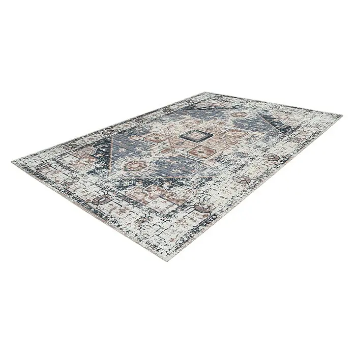 Kayoom Kurzflorteppich Indiana - Grau/Braun, 150 x 80 cm, 100 % Baumwolle - Elegantes Bodenstück: Dieser Teppich besticht durch sein detailreiches Muster und die vielseitige Farbgebung, die jedem Raum Wärme verleiht.