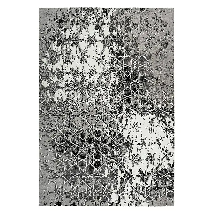 Kayoom Kurzflorteppich Iglesia - Grau, 170 x 120 cm, 100 % Polyester - Abstrakter Teppich mit Sternmuster in Grau- und Weißtönen. Der moderne Teppich verleiht jedem Raum eine stilvolle Note und ist ein echter Hingucker.