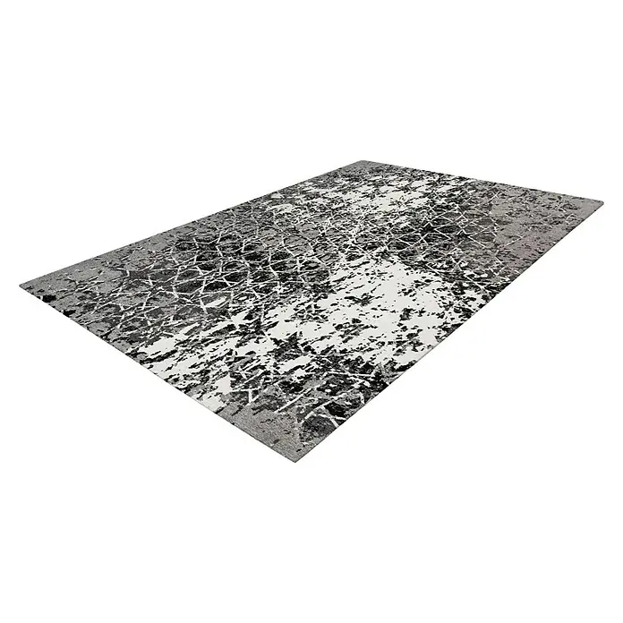 Kayoom Kurzflorteppich Iglesia - Grau, 170 x 120 cm, 100 % Polyester - Moderner grauer Teppich mit abstraktem Muster, ideal für ein stilvolles Zuhause.