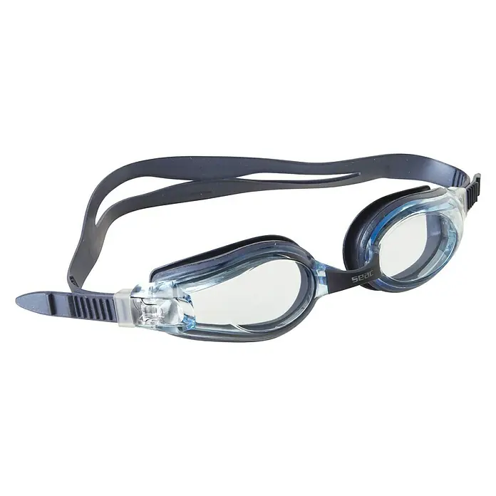 Seac Sub Gafas de natación Jump - Específico para: Adultos, Negro - Gafas de natación azules SEAC con lentes claras y correa ajustable para un ajuste cómodo y una visión clara bajo el agua.