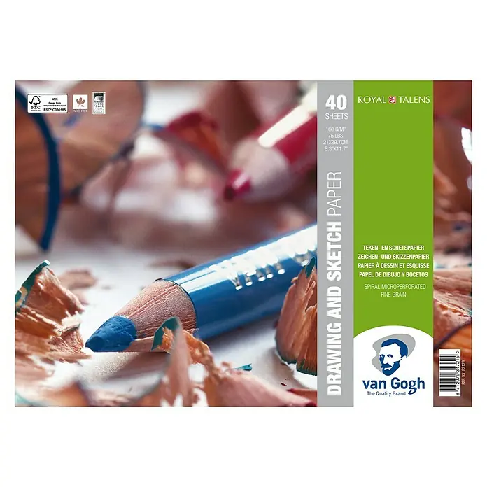 Talens Van Gogh Bloc para esbozos y dibujo - 160 g/m² - Block de papel de dibujo y bocetos Van Gogh con 40 hojas, ideal para artistas y mentes creativas que buscan papel de calidad.