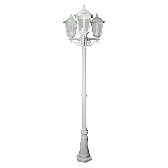 Luceco Praga Farola - 100 W, Color del marco: Blanco, 63,5 x 63,5 x 210 cm, Sin bombillas - Elegante farola blanca de tres luces para exteriores. La elegante farola proporciona una iluminación ambiental en el jardín y el patio.