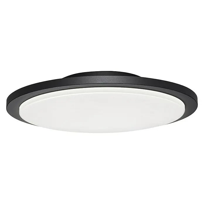 Starlux Plafón LED para exterior Monza - 20 W, Antracita/Blanco, IP44 - Una lámpara de techo LED redonda con marco negro y luz blanca difusa, ideal para interiores modernos.