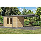 Karibu Gartenhaus Pluto 7 A (Außenmaß inkl. Dachüberstand (B x T): 692,5 x 273 cm, Holz, Naturbelassen/Grau) | BAUHAUS