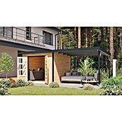 Karibu Gartenhaus Pluto 6 A (Außenmaß inkl. Dachüberstand (B x T): 595,5 x 292,4 cm, Fichte/ Metall, Naturbelassen/ Anthrazit) | BAUHAUS