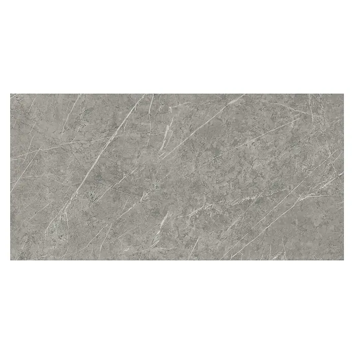 Atlas Concorde Solution Marble Vison Feinsteinzeugfliese Grigio Chiaro - 60 x 120 cm, Grau, Glänzend - Graue Marmorfliese mit weißen Adern. Elegantes Design für moderne Innenräume, ideal für Boden- oder Wandbeläge.