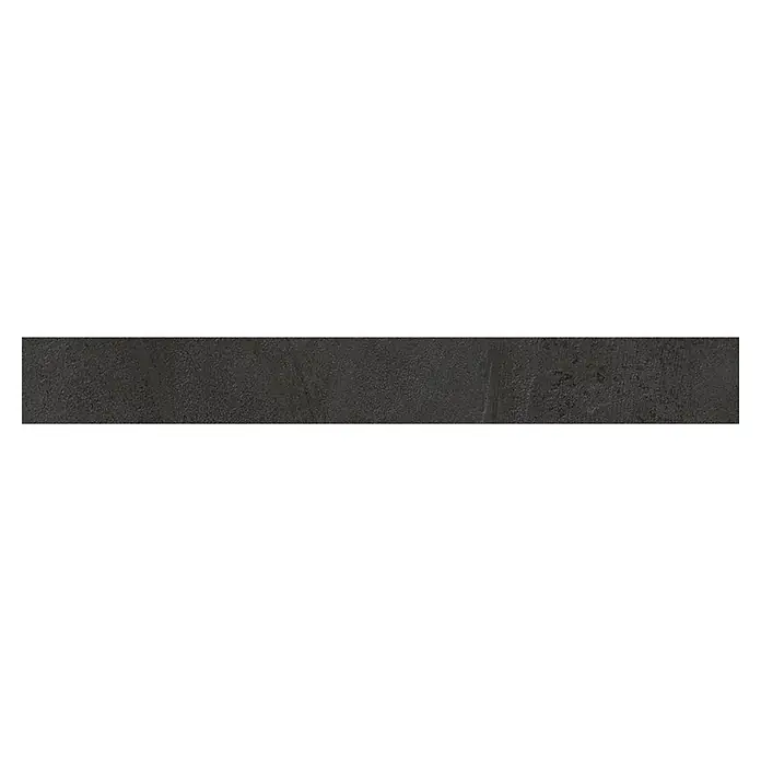 Atlas Concorde Solution Sockelfliese Kaleidos Black - 7,2 x 60 cm, Schwarz, Matt - Dunkelgraue, strukturierte rechteckige Oberfläche.