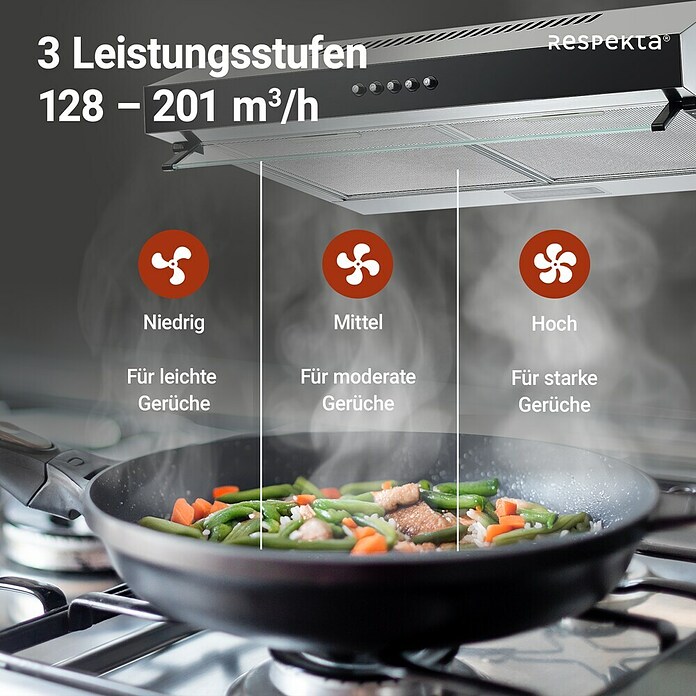 Respekta Unterbauhaube Lili (Breite: 60 cm, Max. Gebläseleistung Abluftbetrieb: 200,9 m³/h, Edelstahl) | BAUHAUS