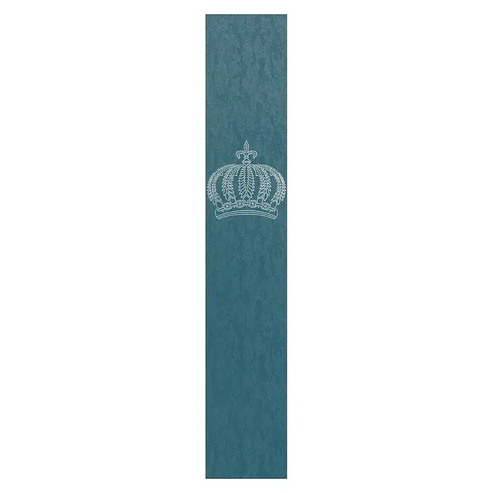 Glööckler Pompöös Provence Vliestapete Panel Krone - Blaugrün, Metalloptik, 3 x 0,53 m - Blaue Stoffbahn mit detailreicher Krone, die Eleganz und königlichen Stil vereint. Perfekt, um jedem Raum eine luxuriöse Note zu verleihen.
