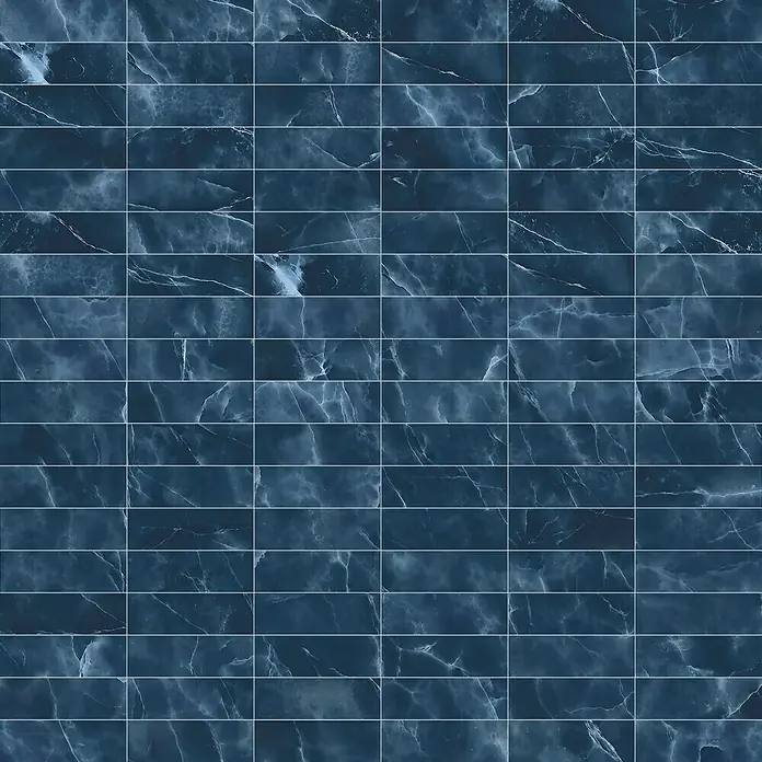 Atlas Concorde Solution Marble Vison Mosaikfliese Onice Blue - 30 x 30 cm, Blau, Glänzend - Elegante dunkelblaue Marmorfliesen mit feinen weißen Adern, ideal für stilvolle Wand- und Bodengestaltungen, die jedem Raum eine luxuriöse Note verleihen.