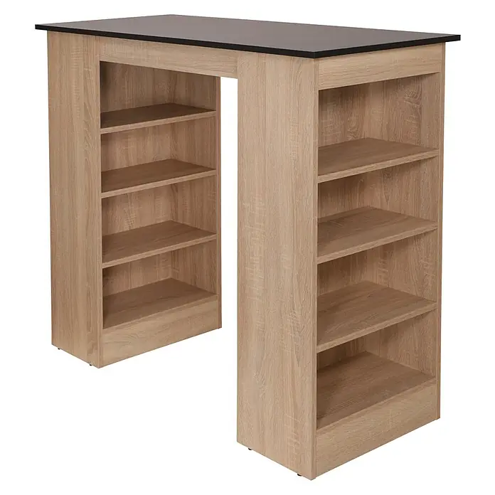 Respekta Merle Bartisch - L x B x H: 67 x 138 x 108 cm, Schwarz Matt - Elegantes Bartisch-Set mit integrierten Regalen, ideal für stilvolle Wohnbereiche und praktische Aufbewahrung. Vielseitiges Möbelstück.