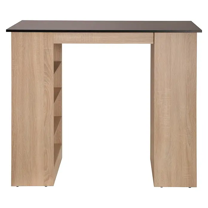 Respekta Merle Bartisch - L x B x H: 67 x 138 x 108 cm, Schwarz Matt - Ein modernes Bar-Element mit Holzoptik und einem dunklen Oberteil, ideal für stilvolle Getränkeaufbewahrung und Präsentation.