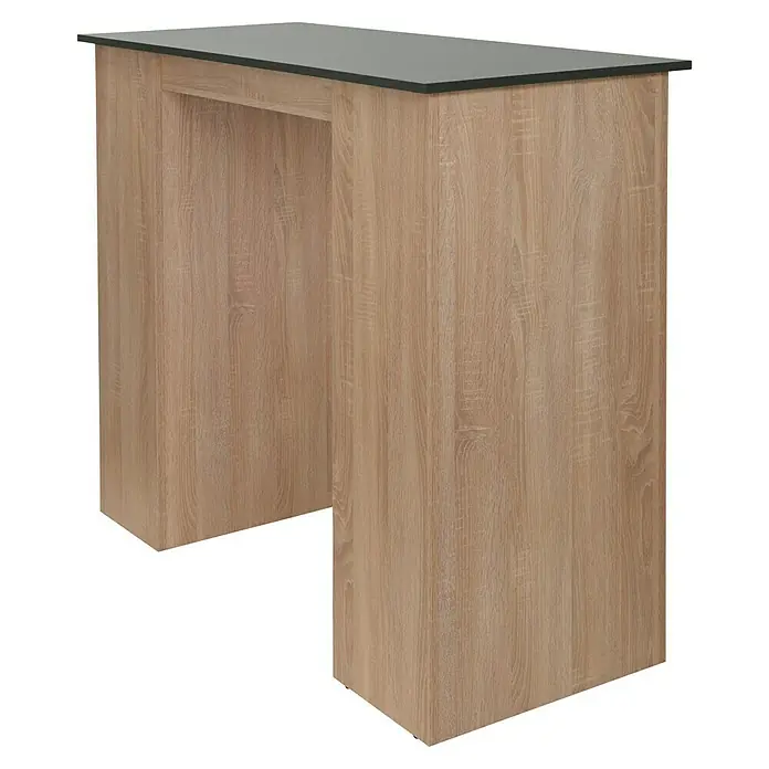 Respekta Merle Bartisch - L x B x H: 67 x 138 x 108 cm, Grau Matt - Das Bild zeigt einen Bartisch in Holzoptik mit einer dunklen Tischplatte, ideal für Küche oder Bar. Das Möbelstück ist stabil und modern.