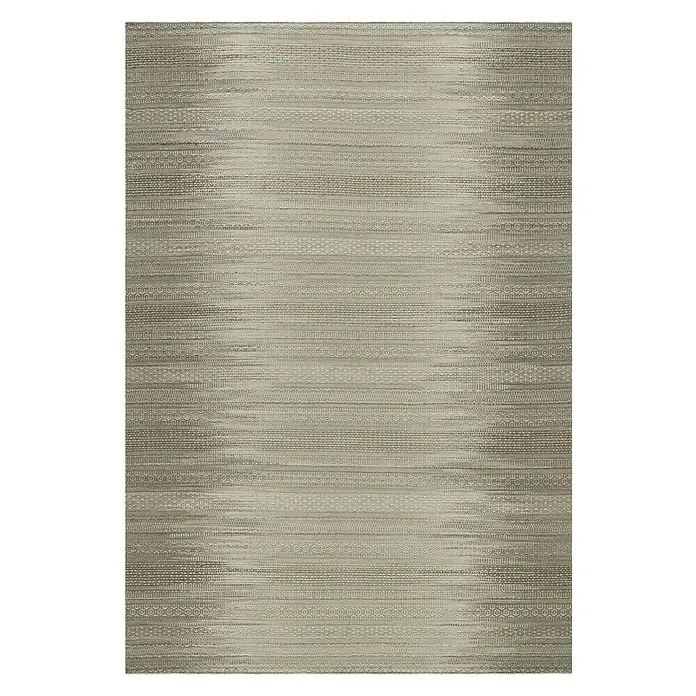 Kayoom Wollteppich Sunset - Taupe, 200 x 140 cm, 80 % Neuseeland-Wolle, 20 % Baumwolle - Elegante Nahaufnahme eines Teppichs mit sanften Farbtönen und einem geometrischen Muster, das dem Raum eine ruhige Atmosphäre verleiht.