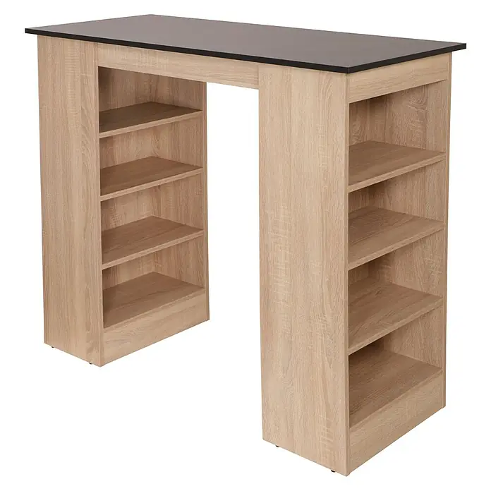 Respekta Merle Bartisch - L x B x H: 67 x 138 x 108 cm, Schwarz Matt - Attraktiver Bartisch mit praktischen Regalen. Perfekt für stilvolle Unterhaltung und zusätzliche Aufbewahrung in Ihrem Zuhause, vielseitig einsetzbar.