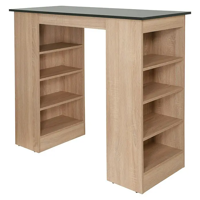 Respekta Merle Bartisch - L x B x H: 67 x 138 x 108 cm, Grau Matt - Dieser Bartisch aus hellem Holz mit integriertem Regal ist die perfekte Ergänzung für Ihre Küche oder Ihr Esszimmer. Viel Stauraum inklusive!