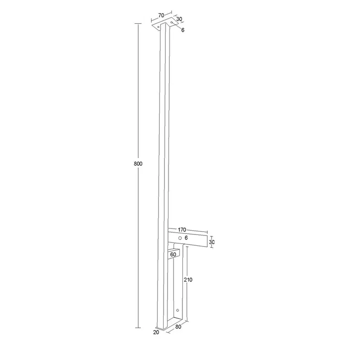 WMT Eindrehhalterung Universal - Dunkelgrün - Schematische Zeichnung einer modernen, schlanken Wandleuchte mit detaillierten Maßangaben für Design und Installation.