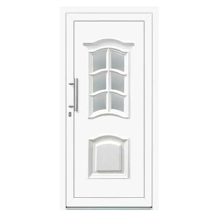 Panto Haustür Main K 003 - 100 x 200 cm, DIN Anschlag: Links, Weiß - Weiße Haustür mit Glaseinsatz und elegantem Design, die Sicherheit und Stil vereint. Ideal für einen einladenden Eingangsbereich.
