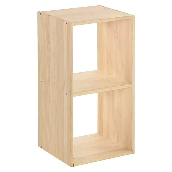 Astigarraga Dinamic Holzregal - H x B x T: 70,8 x 36,2 x 33 cm, Traglast pro Boden: 50 kg, Anzahl Böden: 2 Stk., Schrauben, Natur - Regalwürfel aus hellem Holz mit zwei offenen Fächern. Eine praktische Aufbewahrungslösung für jeden Raum.