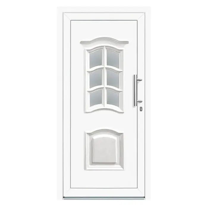 Panto Haustür Main K 003 - 100 x 200 cm, DIN Anschlag: Rechts, Weiß - Elegante weiße Haustür mit Glaseinsatz und modernem Türgriff für einen stilvollen Eingangsbereich. Robuste Konstruktion und ansprechendes Design.