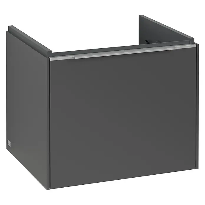 Villeroy & Boch Subway 3.0 Waschbeckenunterschrank - Graphite, Anzahl Schubladen: 1 Stk., Farbe Griff: Aluminium glänzend, B x T x H: 52,3 x 44,8 x 42,9 cm, Mit Beleuchtung - Grauer Badezimmerschrank mit einem schlanken silbernen Griff für ein modernes und minimalistisches Design, das Funktionalität und Stil vereint.