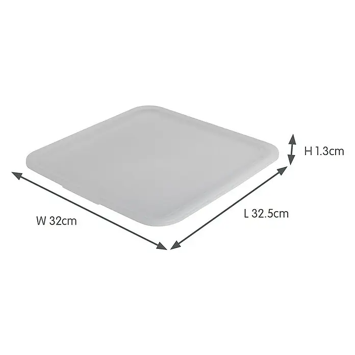 Sunware Sigma home Deckel cube box - Passend für: Sunware Cube box 12,5 Liter - Durchscheinender weißer rechteckiger Kunststoffdeckel, L 32,5cm, B 32cm, H 1,3cm.