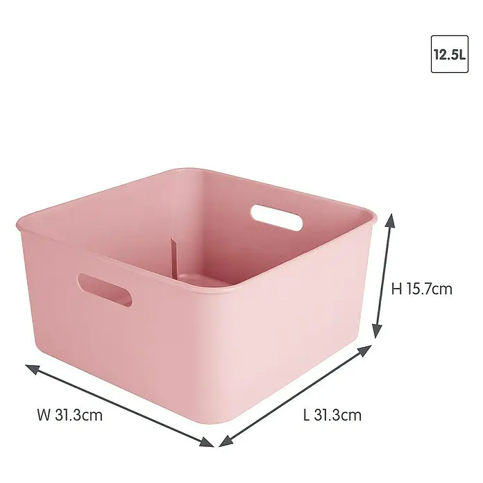 Sunware Sigma home Aufbewahrungsbox cube box - L x B x H: 31,3 x 31,3 x 15,7 cm, Kunststoff, Rosa, 12,5 l - Rosa quadratische Kunststoff-Aufbewahrungsbox mit integrierten Griffen, 12.5L Fassungsvermögen. Maße: 31.3x31.3x15.7cm.