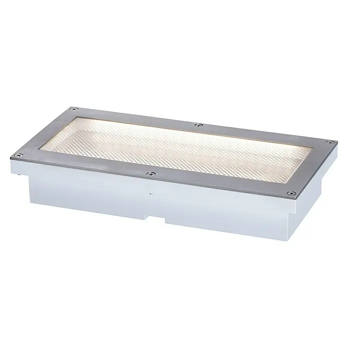 Paulmann Foco para empotrar en suelo Aron - 1,5 W, Blanco, L x An: 10 x 20 cm - Foco empotrable con una superficie de luz rectangular brillante y un marco plateado con tornillos, ideal para uso en exteriores.