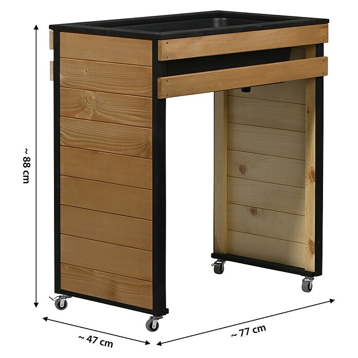 Dobar Hochbeet Wheely auf Rollen (77 x 47 x 88 cm, Holz, Braun/Schwarz) | BAUHAUS