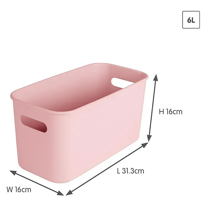 Sunware Sigma home Aufbewahrungsbox cube box - L x B x H: 31,3 x 16 x 16 cm, Kunststoff, Rosa, 6 l - Rosa matte Plastikaufbewahrungsbox mit Griffen, 6L Volumen, 31,3 cm L x 16 cm B x 16 cm H.