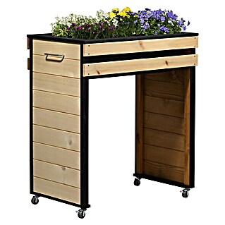 Dobar Hochbeet Wheely auf Rollen (77 x 47 x 88 cm, Holz, Braun/Schwarz)