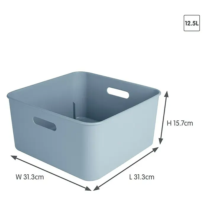 Sunware Sigma home Aufbewahrungsbox cube box - L x B x H: 31,3 x 31,3 x 15,7 cm, Kunststoff, Blau, 12,5 l - Hellblaue 12,5L Kunststoff-Aufbewahrungsbox mit Griffen. Maße L31,3xB31,3xH15,7cm, ideal zur Organisation.