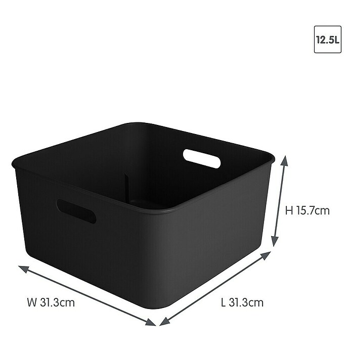 Sunware Sigma home Opbergbox cube box (l x b x h: 31,3 x 31,3 x 15,7 cm, Kunststof, Zwart, 12,5 l) | BAUHAUS