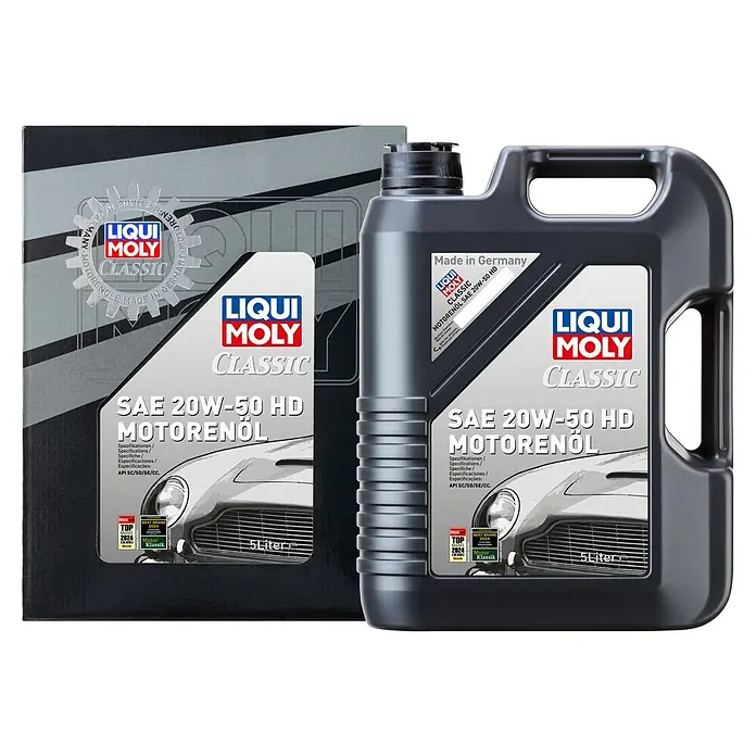Liqui Moly Aceite para motor Classic SAE 20W-50 HD - 20W-50, 5 l - Aceite de motor Liqui Moly Classic SAE 20W-50 HD en bidón gris oscuro de 5 litros y caja a juego.