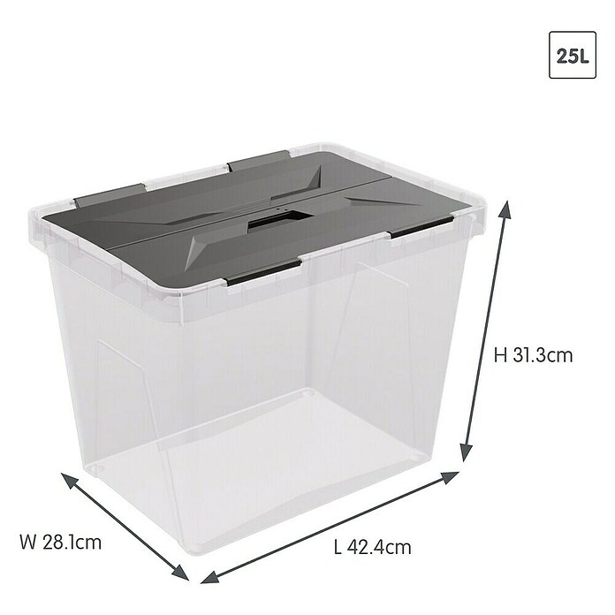 Sunware Aufbewahrungsbox Onyx (L x B x H: 42,4 x 28,1 x 31,3 cm, Kunststoff, Transparent) | BAUHAUS