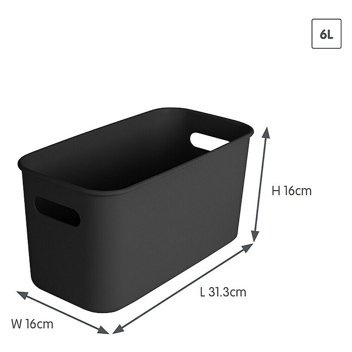 Sunware Sigma home Opbergbox cube box (l x b x h: 31,3 x 16 x 16 cm, Kunststof, Zwart, 6 l) | BAUHAUS