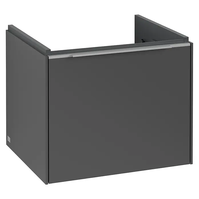 Villeroy & Boch Subway 3.0 Waschbeckenunterschrank - Graphite, Anzahl Schubladen: 1 Stk., Farbe Griff: Aluminium glänzend, B x T x H: 52,3 x 44,8 x 42,9 cm - Dunkelgrauer Waschtischunterschrank mit Schublade und dezentem Griff für ein modernes Badezimmerdesign. Klare Linien und minimalistische Optik.