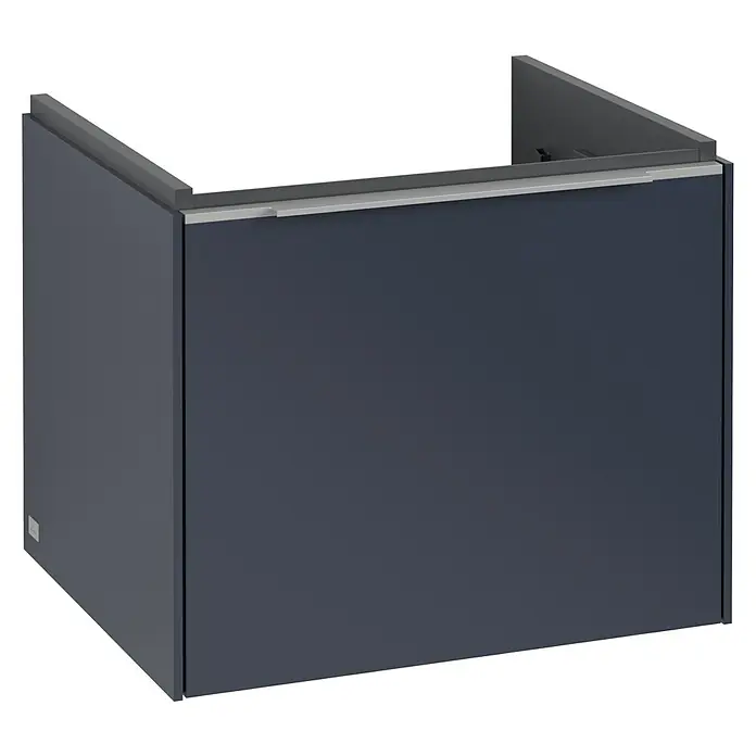 Villeroy & Boch Subway 3.0 Waschbeckenunterschrank - Marine Blue, Anzahl Schubladen: 1 Stk., Farbe Griff: Aluminium glänzend, B x T x H: 52,3 x 44,8 x 42,9 cm - Dunkelgrauer Waschtischunterschrank mit Griffleiste, perfekt für moderne Badezimmer. Stilvoll und funktional.