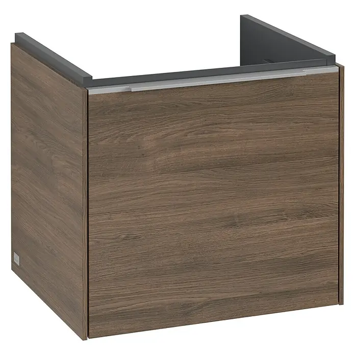 Villeroy & Boch Subway 3.0 Waschbeckenunterschrank - Arizona Oak, Anzahl Schubladen: 1 Stk., Farbe Griff: Aluminium glänzend, B x T x H: 47,3 x 40,8 x 42,9 cm - Elegantes Waschbeckenunterschrank-Modul mit Holzstruktur und grauen Akzenten. Perfekt für moderne Badezimmer, bietet es stilvollen Stauraum.