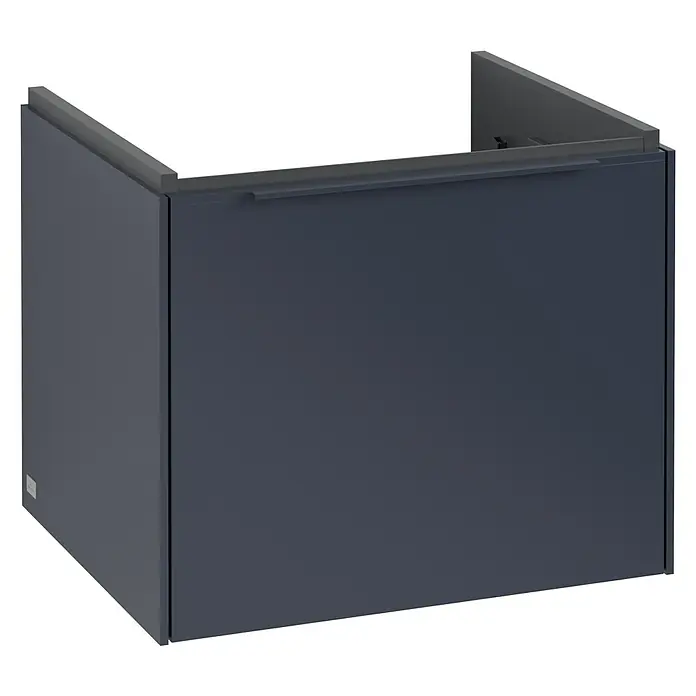 Villeroy & Boch Subway 3.0 Waschbeckenunterschrank - Marine Blue, Anzahl Schubladen: 1 Stk., Farbe Griff: Monochrom, B x T x H: 52,3 x 44,8 x 42,9 cm - Ein moderner, dunkelblauer Badezimmer-Waschtischunterschrank mit minimalistischem Design für ein stilvolles Bad.