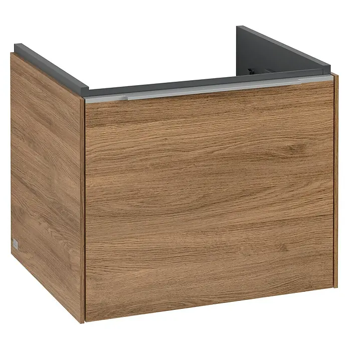 Villeroy & Boch Subway 3.0 Waschbeckenunterschrank - Kansas Oak, Anzahl Schubladen: 1 Stk., Farbe Griff: Aluminium glänzend, B x T x H: 52,3 x 44,8 x 42,9 cm - Holzfarbener Waschtischunterschrank zur stilvollen Badgestaltung. Ideal für moderne Bäder, bietet er praktischen Stauraum.