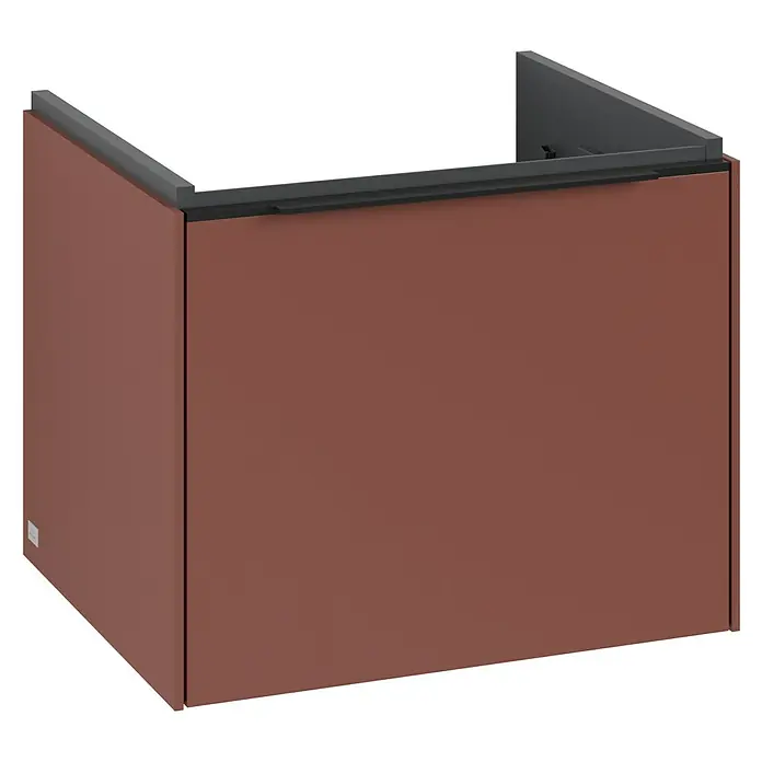 Villeroy & Boch Subway 3.0 Waschbeckenunterschrank - Wine Red, Anzahl Schubladen: 1 Stk., Farbe Griff: Volcano Black, B x T x H: 52,3 x 44,8 x 42,9 cm - Ein moderner Waschtischunterschrank in Kupferoptik, der durch sein minimalistisches Design und die klare Linienführung besticht.