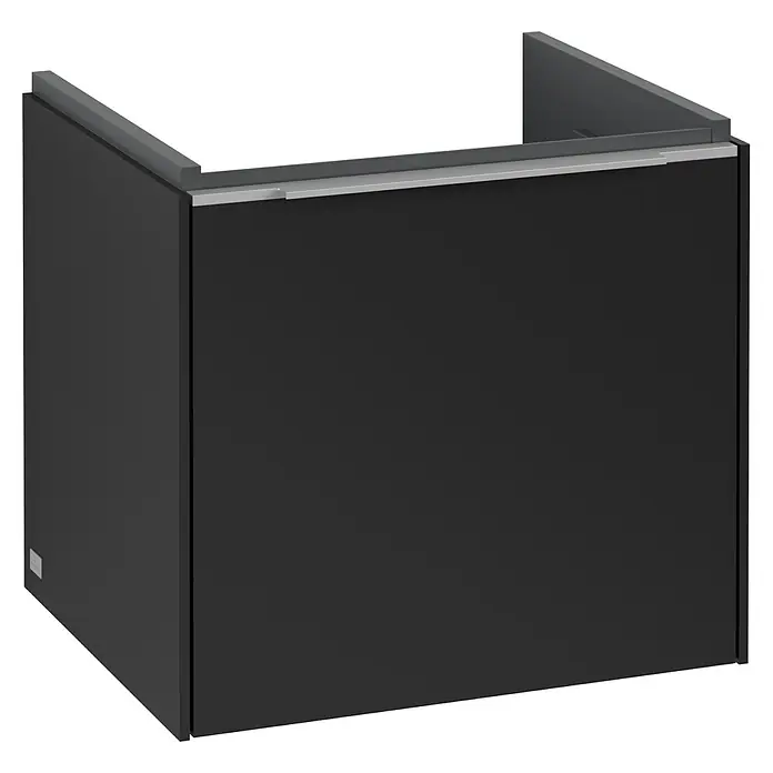 Villeroy & Boch Subway 3.0 Waschbeckenunterschrank - Volcano Black, Anzahl Schubladen: 1 Stk., Farbe Griff: Aluminium glänzend, B x T x H: 47,3 x 40,8 x 42,9 cm - Schwarzer Waschtischunterschrank für Badezimmer mit geraden Linien und minimalistischem Design.‎