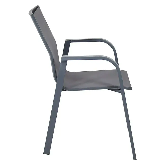 Bonlay Stapelsessel Nova - 4 Stk., Aluminium/Textilene, Anthrazit, B x T x H: 60 x 69 x 87 cm - Grauer Gartenstuhl mit Armlehnen, ideal für entspanntes Sitzen im Freien. Robustes Design für langanhaltende Nutzung.