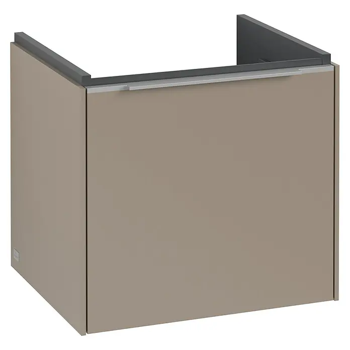 Villeroy & Boch Subway 3.0 Waschbeckenunterschrank - Taupe, Anzahl Schubladen: 1 Stk., Farbe Griff: Aluminium glänzend, B x T x H: 47,3 x 40,8 x 42,9 cm - Moderner Waschtischunterschrank in Beige mit minimalistischem Design. Ideal für stilvolle Badezimmerlösungen mit schlichten Linien.