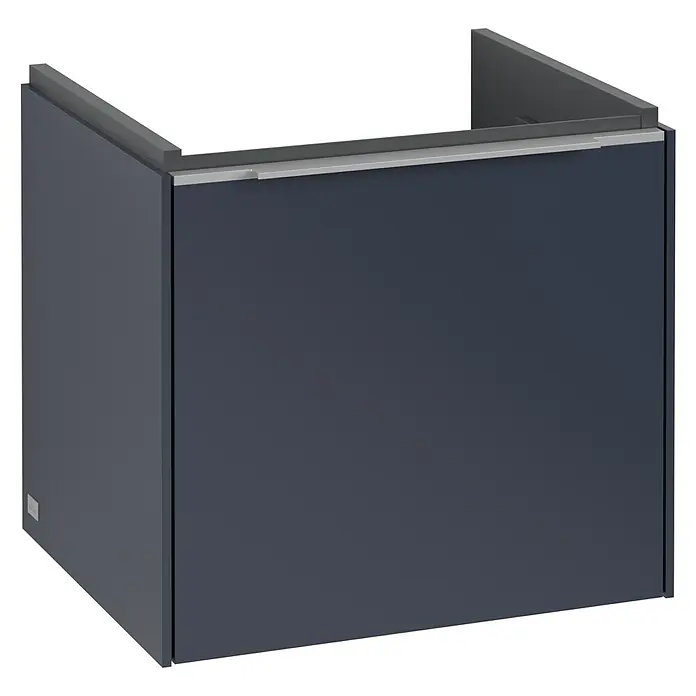 Villeroy & Boch Subway 3.0 Waschbeckenunterschrank - Marine Blue, Anzahl Schubladen: 1 Stk., Farbe Griff: Aluminium glänzend, B x T x H: 47,3 x 40,8 x 42,9 cm - Dunkelblauer Badezimmerschrank mit silberfarbenem Griff, ideal für moderne Badezimmer. Stilvolles Möbelstück zur Aufbewahrung von Badutensilien.