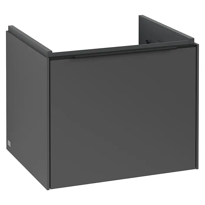 Villeroy & Boch Subway 3.0 Waschbeckenunterschrank - Graphite, Anzahl Schubladen: 1 Stk., Farbe Griff: Volcano Black, B x T x H: 52,3 x 44,8 x 42,9 cm - Ein grauer Badezimmerschrank mit einem modernen und minimalistischen Design. Die glatten Oberflächen sorgen für einen eleganten Look.