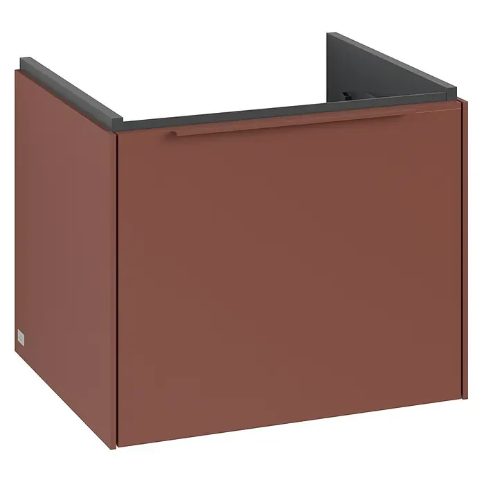 Villeroy & Boch Subway 3.0 Waschbeckenunterschrank - Wine Red, Anzahl Schubladen: 1 Stk., Farbe Griff: Monochrom, B x T x H: 52,3 x 44,8 x 42,9 cm - Attraktiver Unterschrank in Braun mit Griff für moderne Badezimmergestaltung. Ideal für mehr Stauraum.