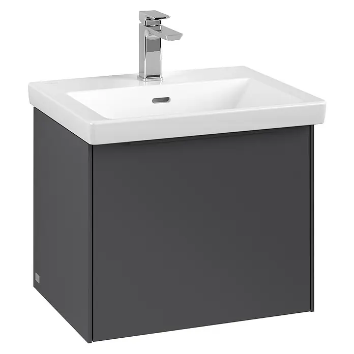 Villeroy & Boch Subway 3.0 Waschbeckenunterschrank - Graphite, Anzahl Schubladen: 1 Stk., Farbe Griff: Monochrom, B x T x H: 52,3 x 44,8 x 42,9 cm - Elegantes Waschbecken mit Unterschrank in Anthrazit. Das moderne Design passt perfekt in jedes Badezimmer.